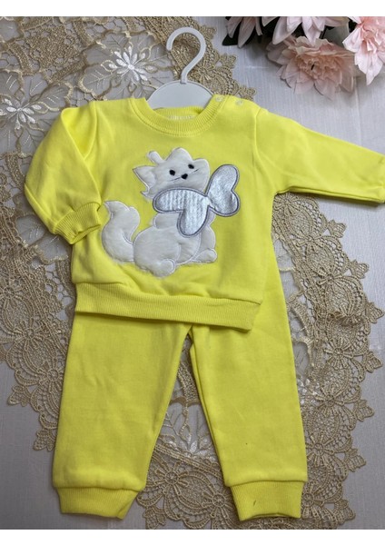 Peluş Kedicik Detaylı Bebek Çocuk Alt Üst Takım