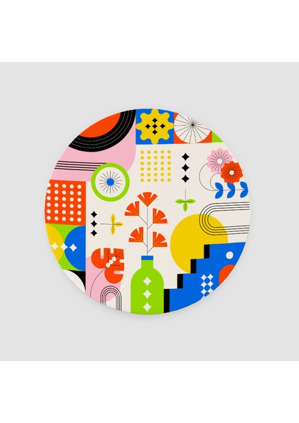 Modern Mandala Tasarımlı Yuvarlak Bardak Altlığı