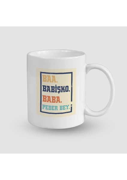 Babalığın Evrimi Tasarımlı Beyaz Porselen Kupa Bardak