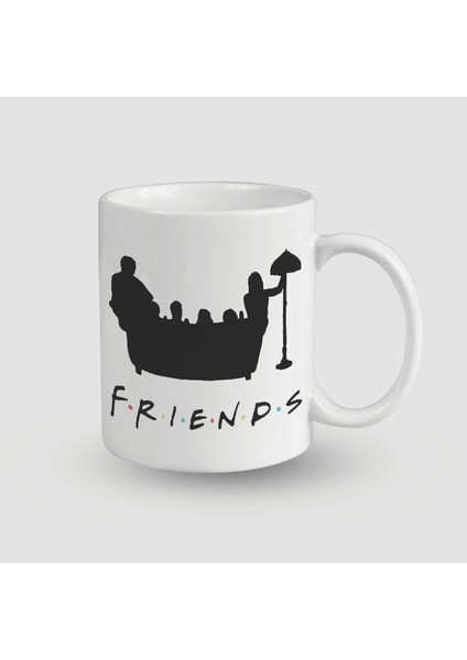 Friends Dizisi Oyuncuları Tasarımlı Beyaz Porselen Kupa Bardak