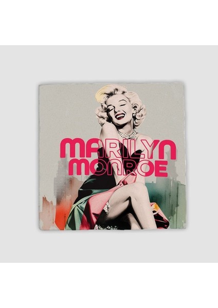 Efsane Sarışın Marilyn Monroe Tasarımlı Doğal Taş Bardak Altlığı