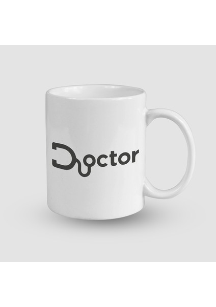 Steteskopla Doktor Yazılı Beyaz Porselen Kupa Bardak