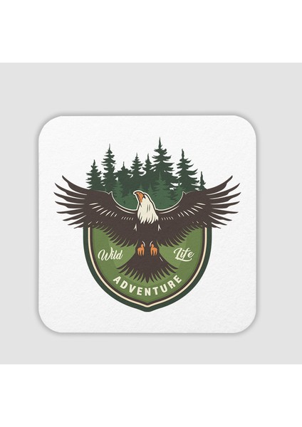 Wild Life Temalı Kare Bardak Altlığı