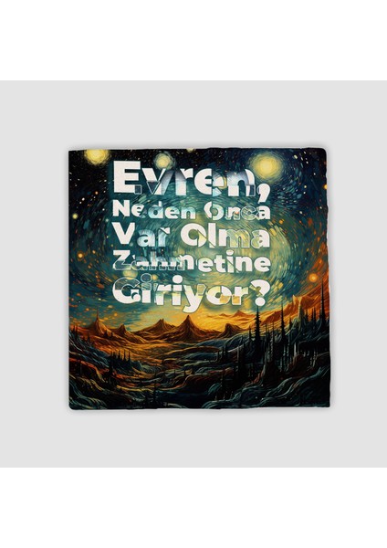 Stephen Hawking Sözleri Evren Tasarımlı Doğal Taş Bardak Altlığı