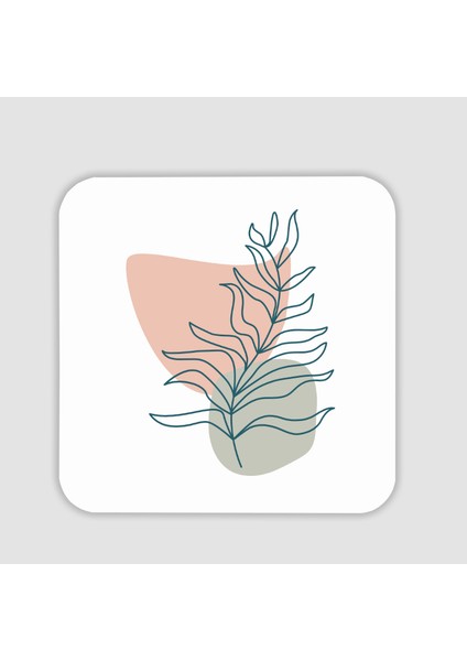 Minimal Yapraklar Tasarımlı Kare Bardak Altlığı