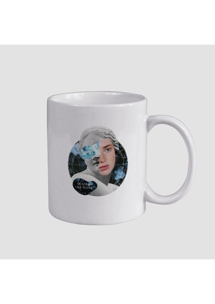 Like Water Tasarımlı Beyaz Porselen Kupa Bardak