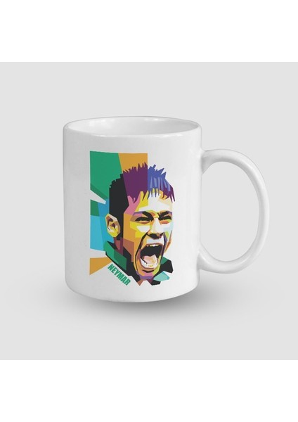 Neymar Tasarımlı Beyaz Porselen Kupa Bardak
