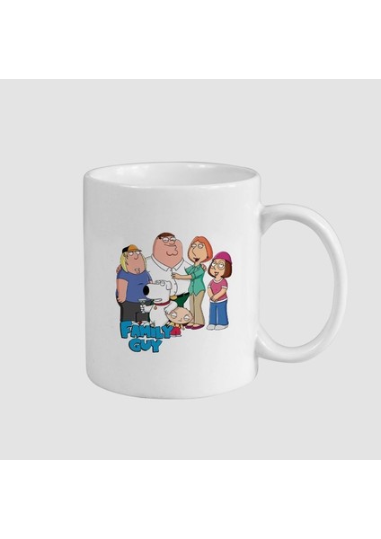 Family Guy Aile Tasarımlı Beyaz Porselen Kupa Bardak