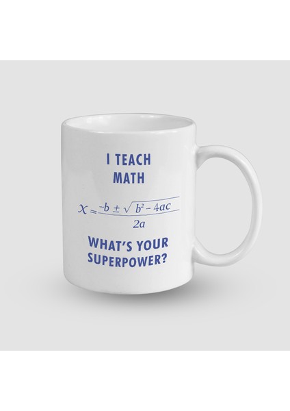 Math Superpover Esprili Beyaz Porselen Kupa Bardak