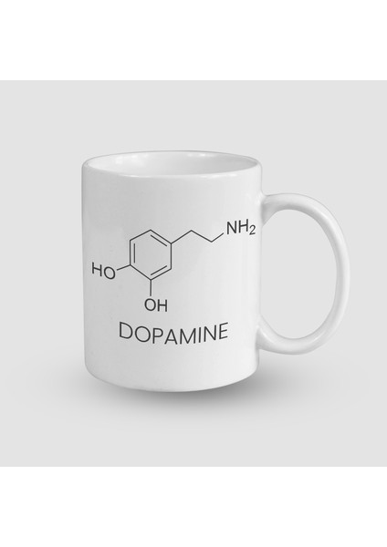 Dopamin Formülü Tasarımlı Beyaz Porselen Kupa Bardak
