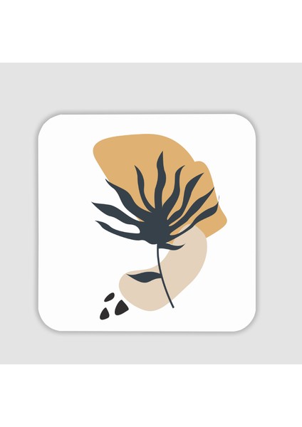 Minimal Yaprağın Ahengi Temalı Kare Bardak Altlığı