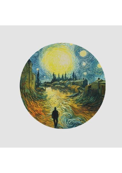 Van Gogh Manzara Tasarımlı Yuvarlak Bardak Altlığı
