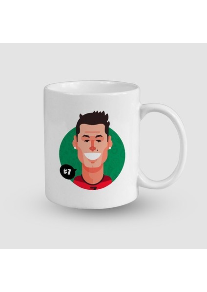 Cristiano Ronaldo Gülümsemesi Tasarımlı Beyaz Porselen Kupa Bardak