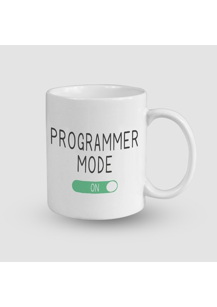 Programmer Mode On Yazılı Beyaz Porselen Kupa Bardak