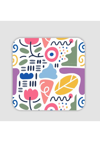 Doodle Tasarımlı Kare Bardak Altlığı