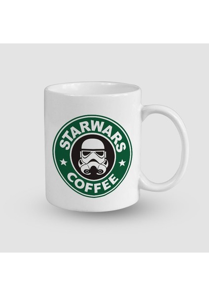Starwars Coffee Tasarımlı Beyaz Porselen Kupa Bardak
