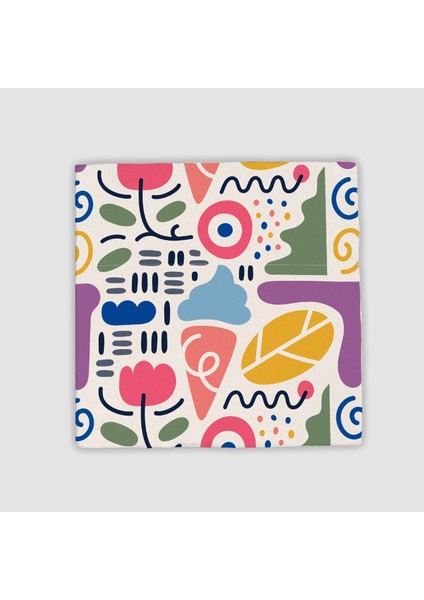 Doodle Tasarımlı Doğal Taş Bardak Altlığı