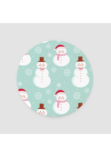 Sevimli Kardan Adamlar Kaplama Tasarımlı Yuvarlak Bardak Altlığı