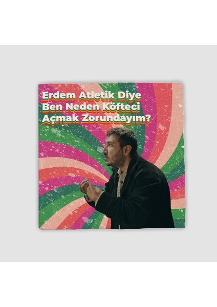 Gibi Replikleri Köfteci Sahnesi Tasarımlı Doğal Taş Bardak Altlığı