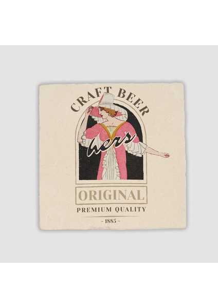 Craft Beer Hers Retro Tasarımlı Doğal Taş Bardak Altlığı