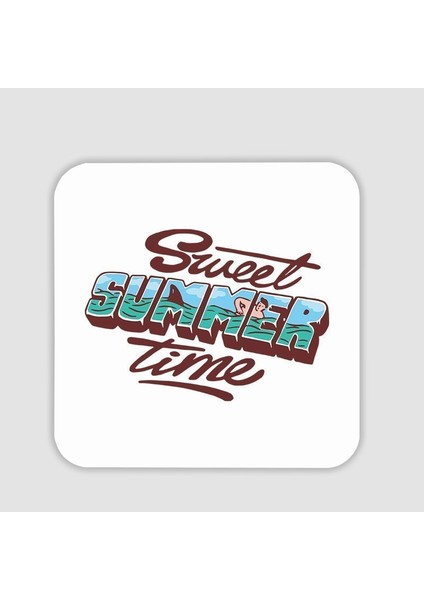 Sweet Summer Time Tasarımlı Kare Bardak Altlığı