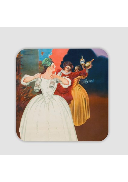 Dans Eden Insanlar Retro Tasarımlı Kare Bardak Altlığı