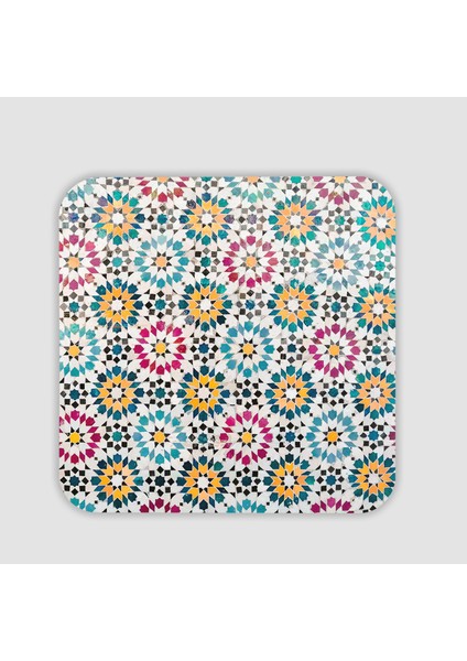 Seramik Mandala Tasarımlı Kare Bardak Altlığı