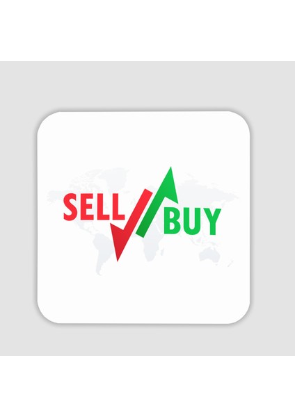 Sell Buy Yazılı Kare Bardak Altlığı