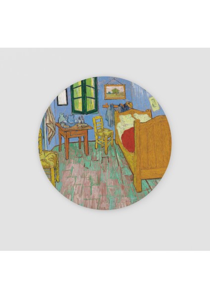 Vincent Van Gogh's The Bedroom (1889) Tasarımlı Yuvarlak Bardak Altlığı