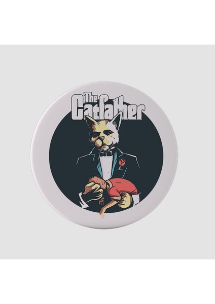 Catfather Tasarımlı Yuvarlak Bardak Altlığı