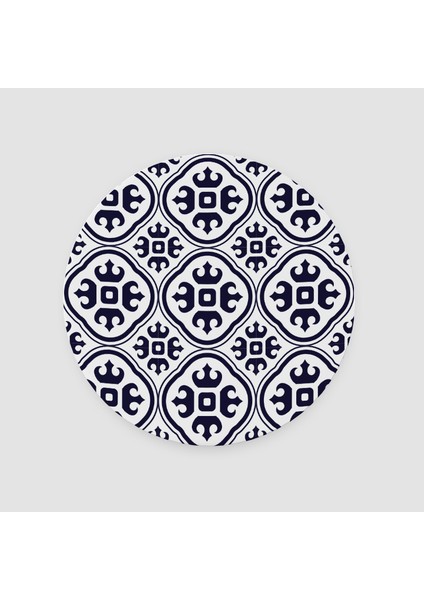 Vintage Tile Pattern Tasarımlı Yuvarlak Bardak Altlığı
