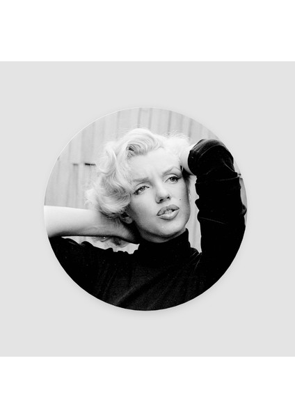 Siyah Beyaz Marilyn Yuvarlak Bardak Altlığı
