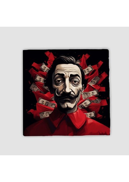 Salvador Dali La Casa De Papel Tasarımlı Doğal Taş Bardak Altlığı