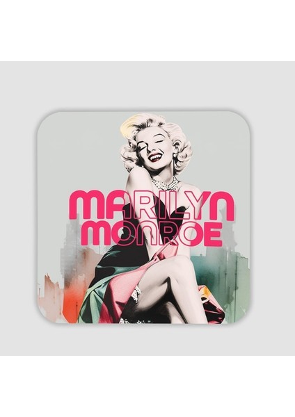 Efsane Sarışın Marilyn Monroe Tasarımlı Kare Bardak Altlığı