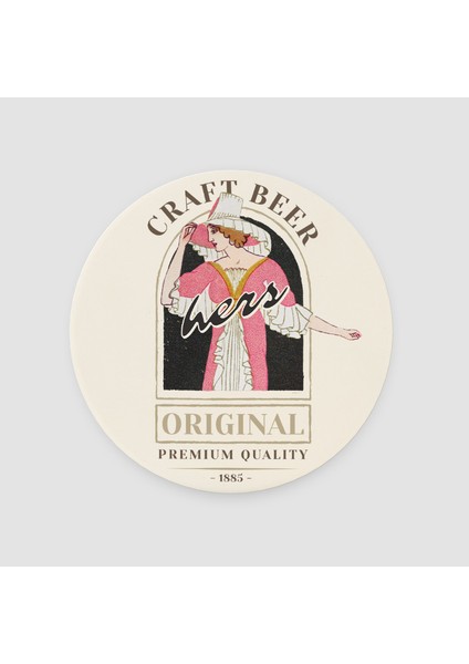 Craft Beer Hers Retro Tasarımlı Yuvarlak Bardak Altlığı