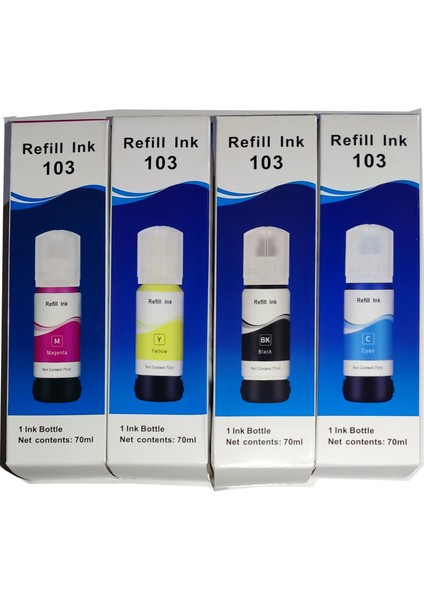 For Epson Ecotank L6290 Mürekkep Muadil Set 4 Renk Takım