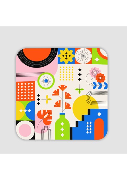 Modern Mandala Tasarımlı Kare Bardak Altlığı
