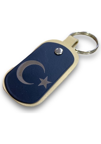 Deri Anahtarlık Metal Baskılı – Ayyıldız