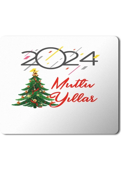 2024 Mutlu Yıllar Çam Ağacı Yağmur Mousepad Mouse Pad