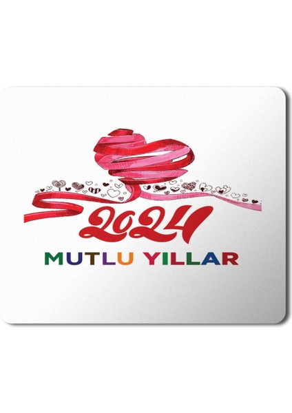 2024 Mutlu Yıllar Renki Yazılı Mousepad Mouse Pad