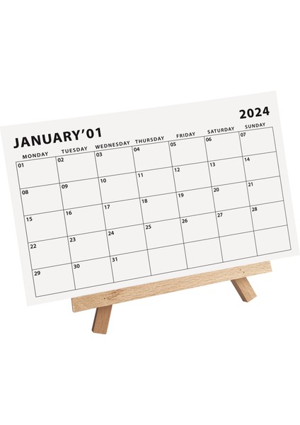 2024 Masa Takvimi Ahşap Şövale Masa Takvimi Aylık Planlamalı Takvim