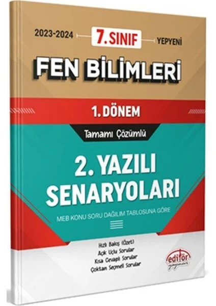 Editör Yayınları 7. Sınıf Fen Bilimleri 1. Dönem Ortak Sınavı 2. Yazılı Senaryoları Tamamı Çözümlü