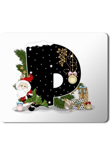 Yeni Yıl Merry Christmas Yılbaşı'na Özel P Harfi Mousepad Mouse Pad