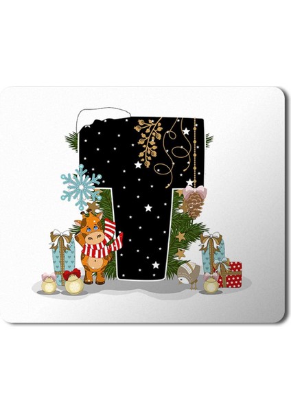 Yeni Yıl Merry Christmas Yılbaşı'na Özel T Harfi Mousepad Mouse Pad