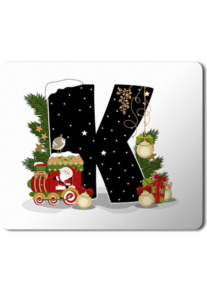 Yeni Yıl Merry Christmas Yılbaşı'na Özel K Harfi Mousepad Mouse Pad