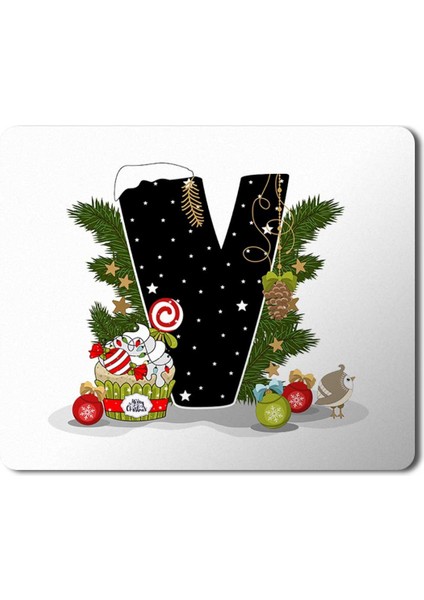 Yeni Yıl Merry Christmas Yılbaşı'na Özel V Harfi Mousepad Mouse Pad
