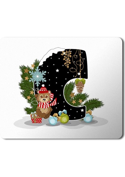Yeni Yıl Merry Christmas Yılbaşı'na Özel C Harfi Mousepad Mouse Pad