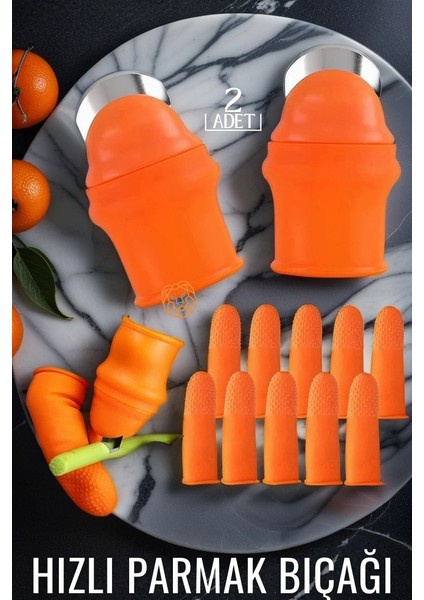Hızlı Parmak Bıçağı Başparmak Sebze Kesici 2 Li Set