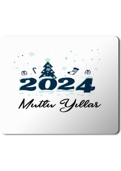 2024 Mutlu Yıllar Çam Ağacı Yazı Mousepad Mouse Pad
