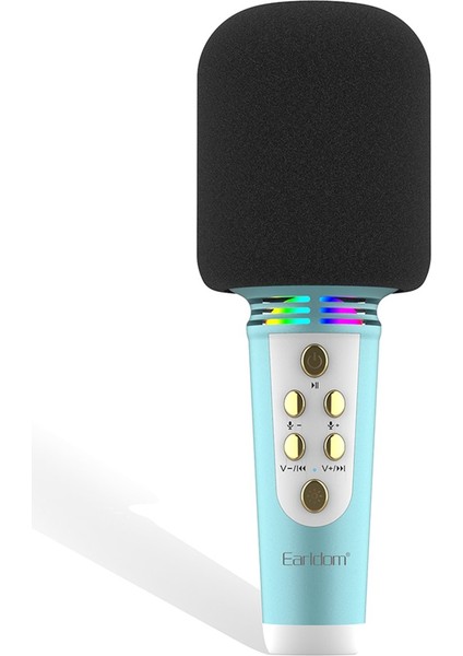 Mc6 LED Işıklı Karaoke Mikrofon - Mavi